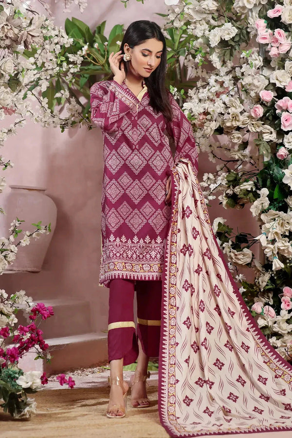 3PC Printed Unstitched Lawn Suit KLA-2790 Printed KHAS STORES 