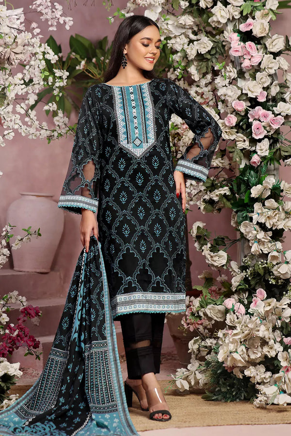 3PC Printed Unstitched Lawn Suit KLA-2791 Printed KHAS STORES 