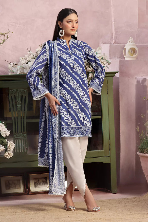 3PC Printed Unstitched Lawn Suit KLA-2792 Printed KHAS STORES 