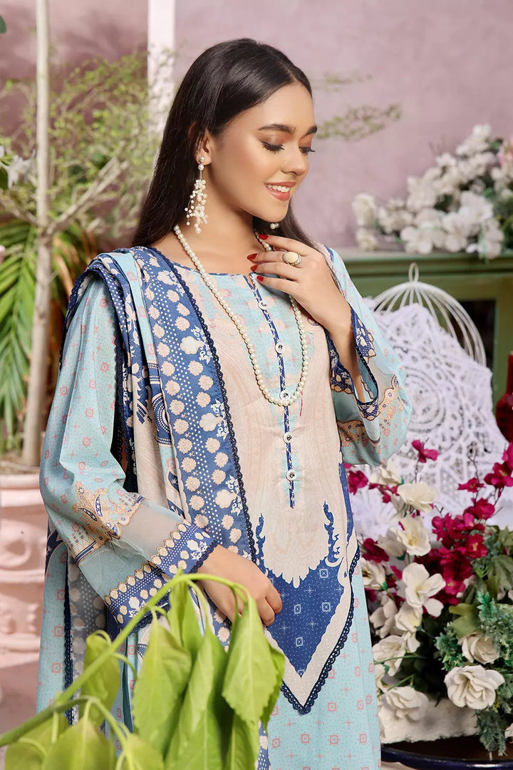 3PC Printed Unstitched Lawn Suit KLA-2796 Printed KHAS STORES 