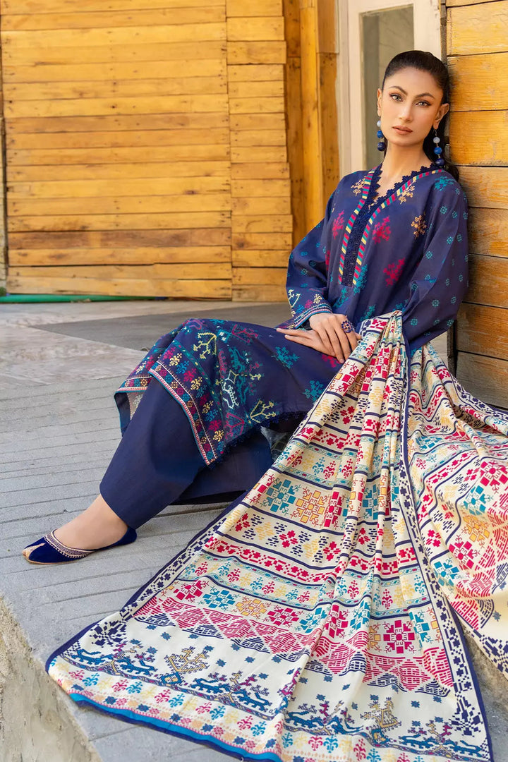 3PC Printed Unstitched Lawn Suit KLA-2803 Printed KHAS STORES 