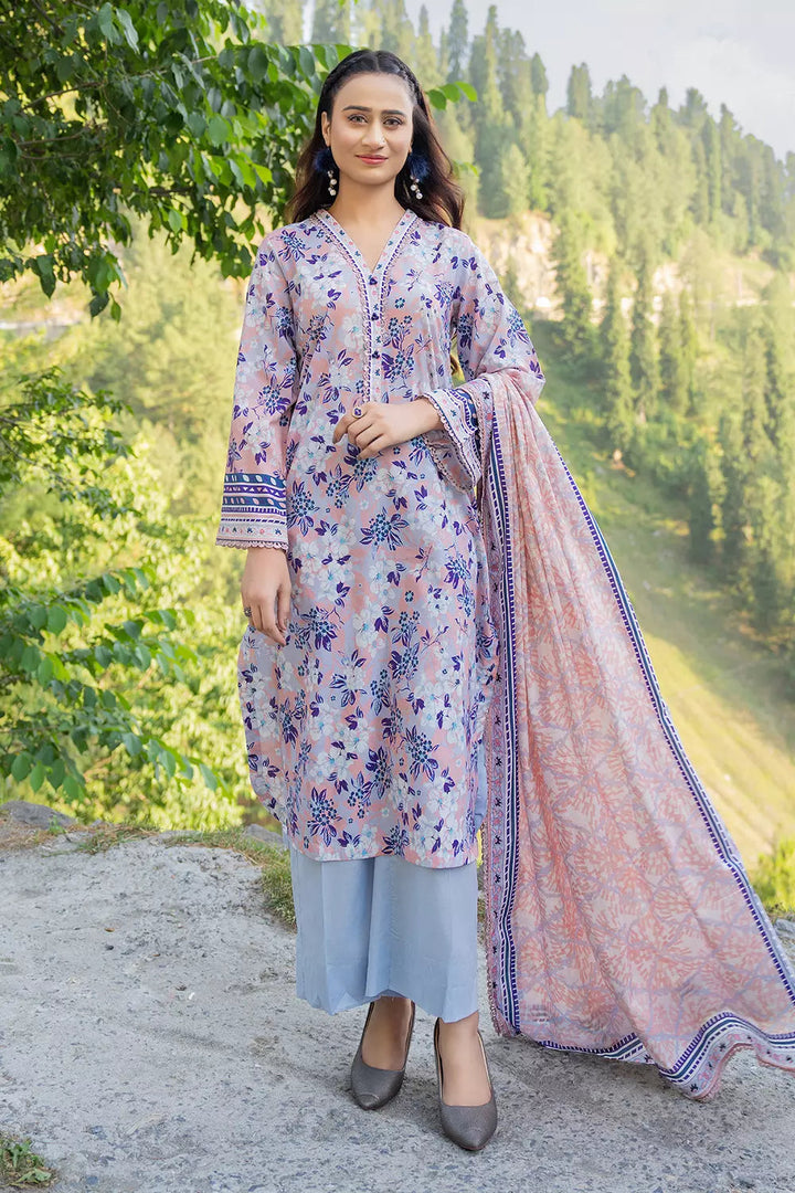 3PC Printed Unstitched Lawn Suit KLA-2804 Printed KHAS STORES 