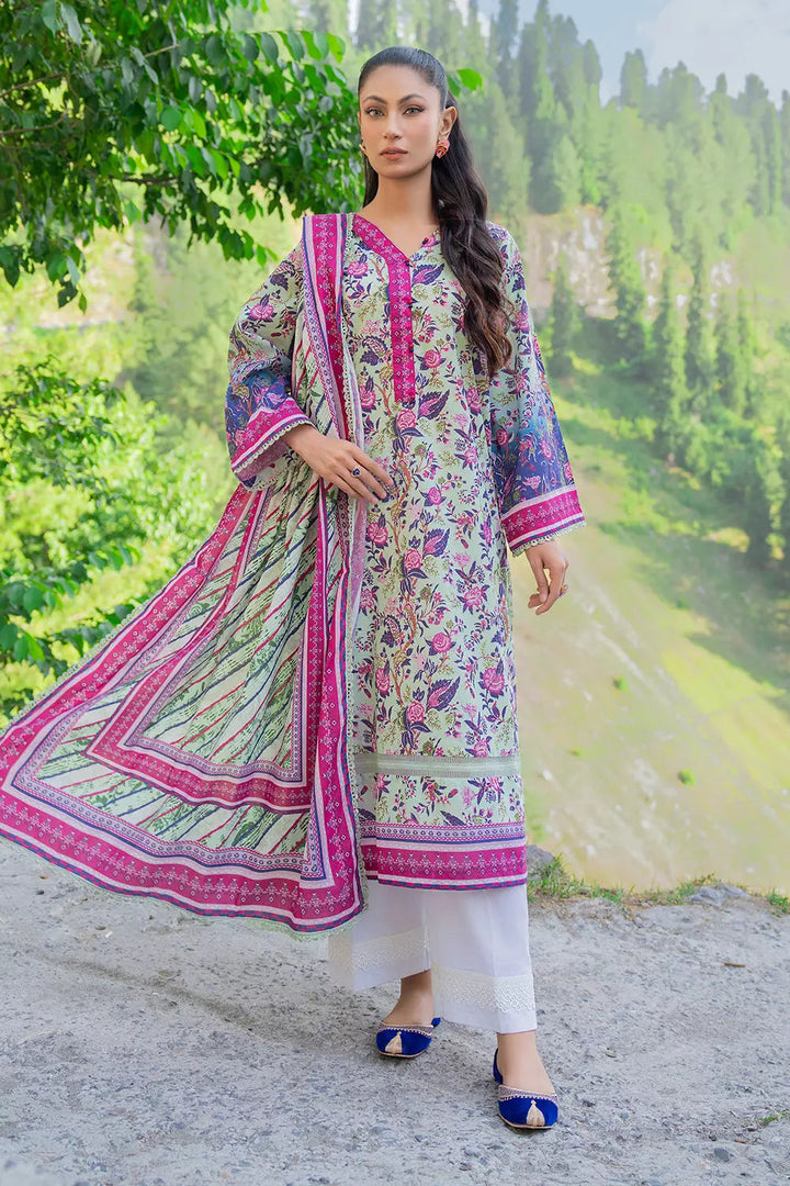 3PC Printed Unstitched Lawn Suit KLA-2805 Printed KHAS STORES 