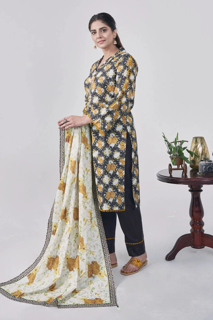 3PC Printed Unstitched Lawn Suit KLA-3036 Printed KHAS STORES 