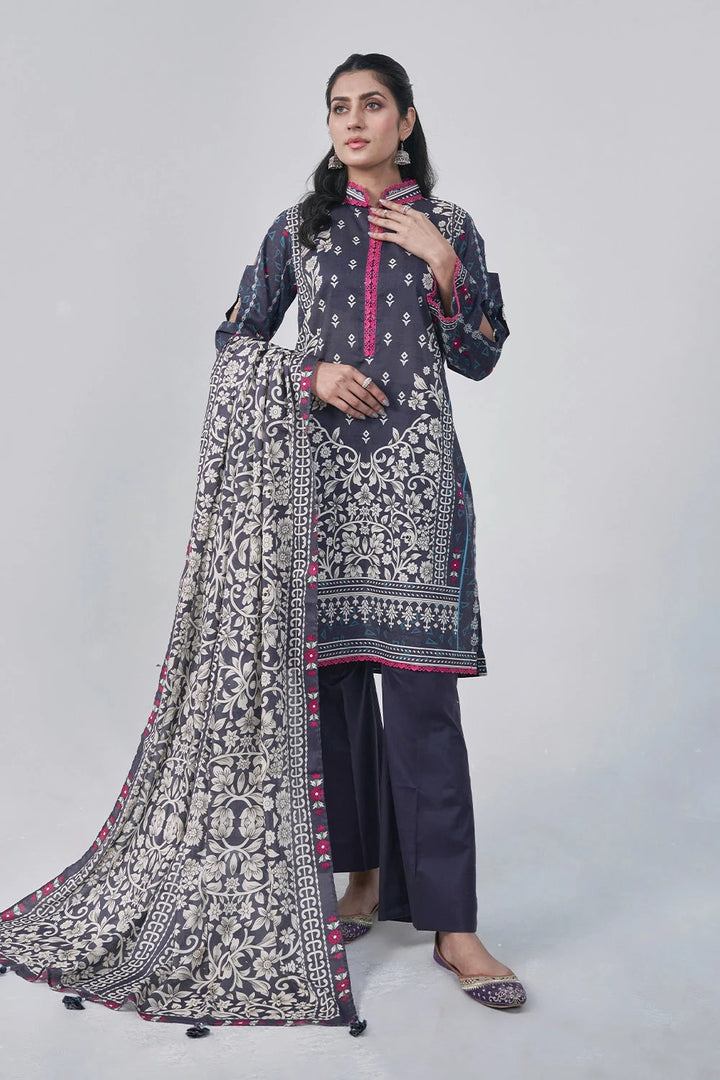 3PC Printed Unstitched Lawn Suit KLA-3038 Printed KHAS STORES 