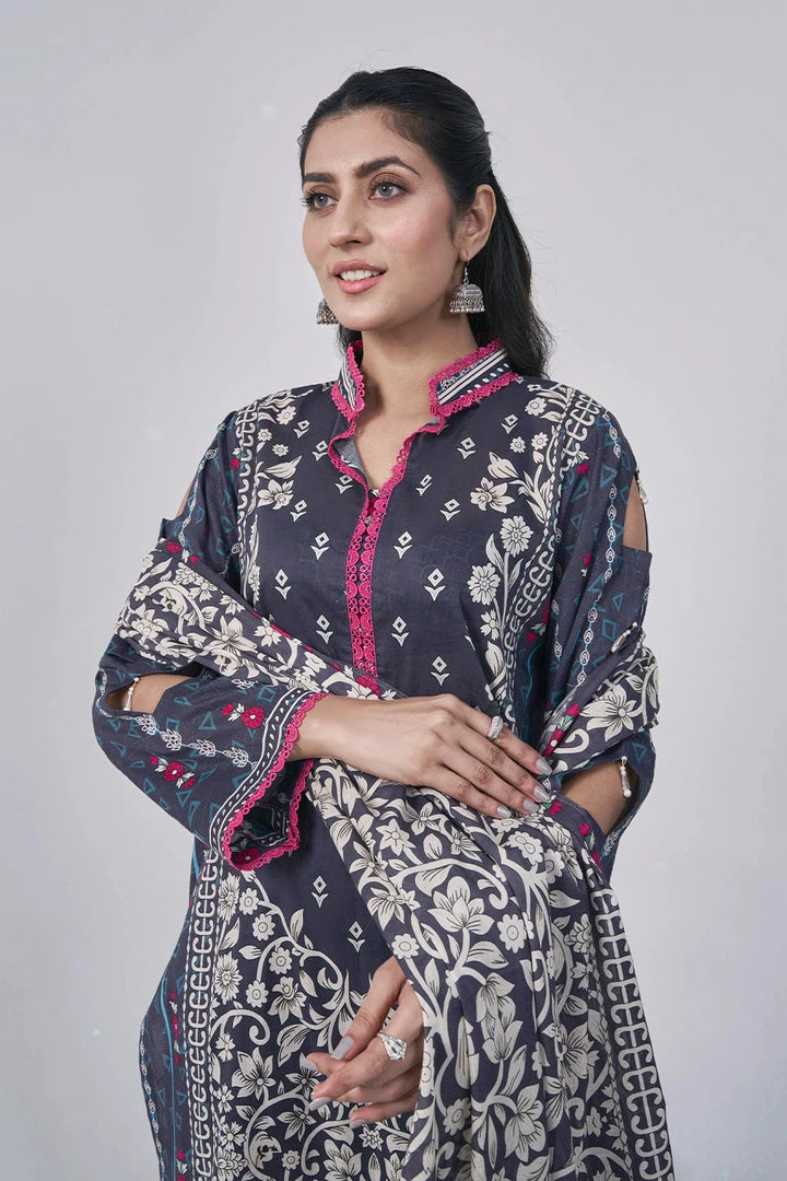 3PC Printed Unstitched Lawn Suit KLA-3038 Printed KHAS STORES 