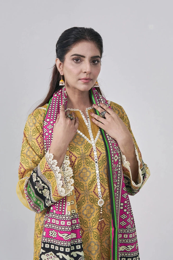 3PC Printed Unstitched Lawn Suit KLA-3039 Printed KHAS STORES 