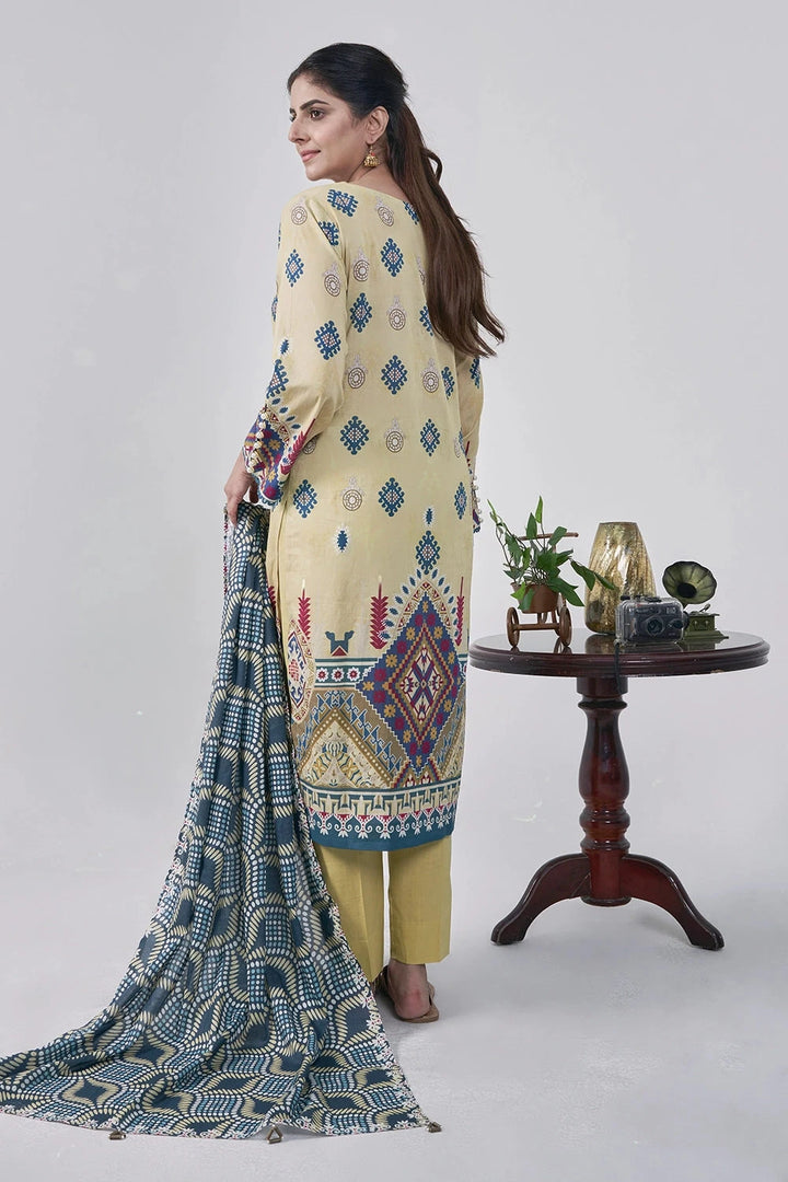 3PC Printed Unstitched Lawn Suit KLA-3042 Printed KHAS STORES 