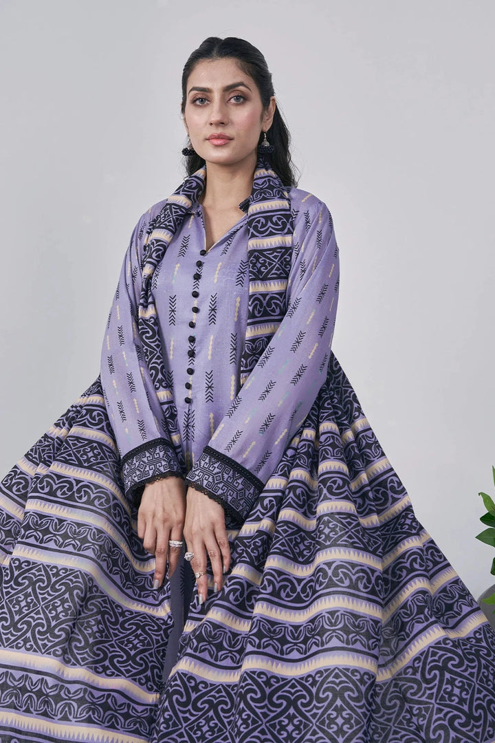 3PC Printed Unstitched Lawn Suit KLA-3046 Printed KHAS STORES 