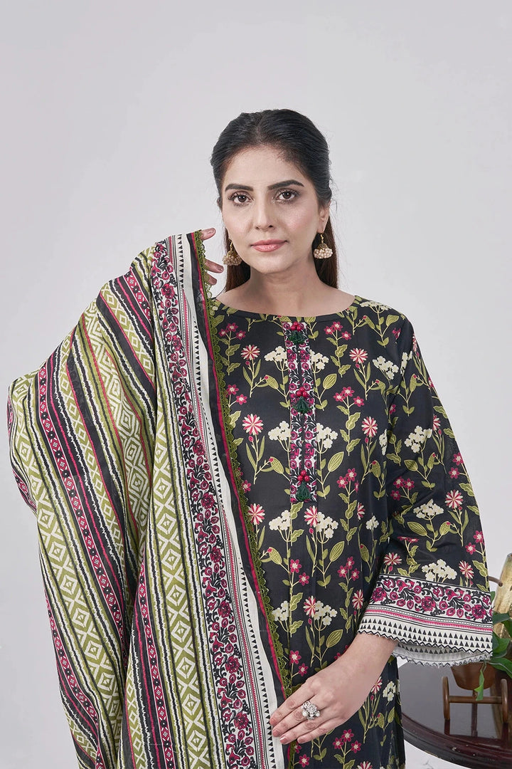 3PC Printed Unstitched Lawn Suit KLA-3083 Printed KHAS STORES 