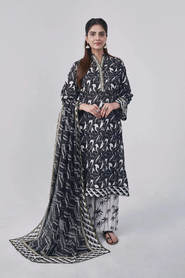 3PC Printed Unstitched Lawn Suit KLA-3085 Printed KHAS STORES 