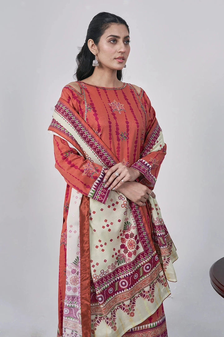 3PC Printed Unstitched Lawn Suit KLA-3086 Printed KHAS STORES 