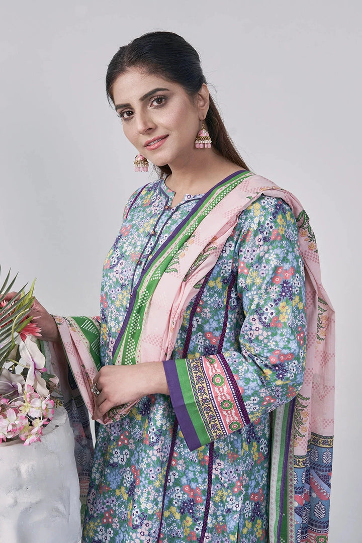 3PC Printed Unstitched Lawn Suit KLA-3090 Printed KHAS STORES 