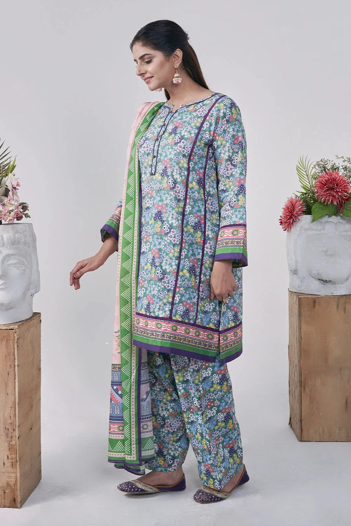 3PC Printed Unstitched Lawn Suit KLA-3090 Printed KHAS STORES 