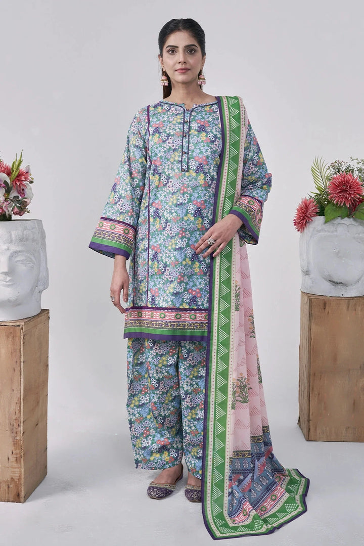 3PC Printed Unstitched Lawn Suit KLA-3090 Printed KHAS STORES 