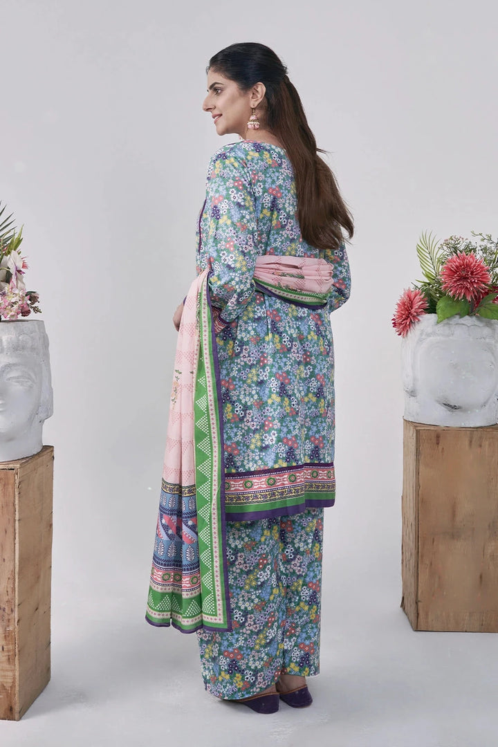 3PC Printed Unstitched Lawn Suit KLA-3090 Printed KHAS STORES 