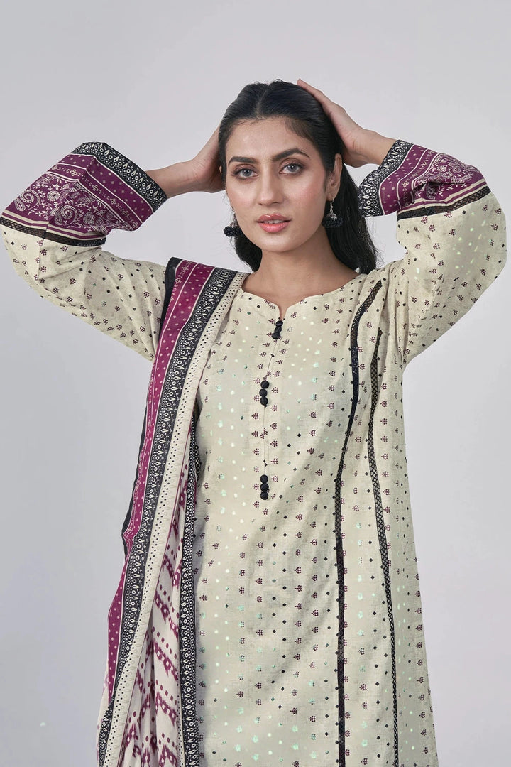 3PC Printed Unstitched Lawn Suit KLA-3091 Printed KHAS STORES 