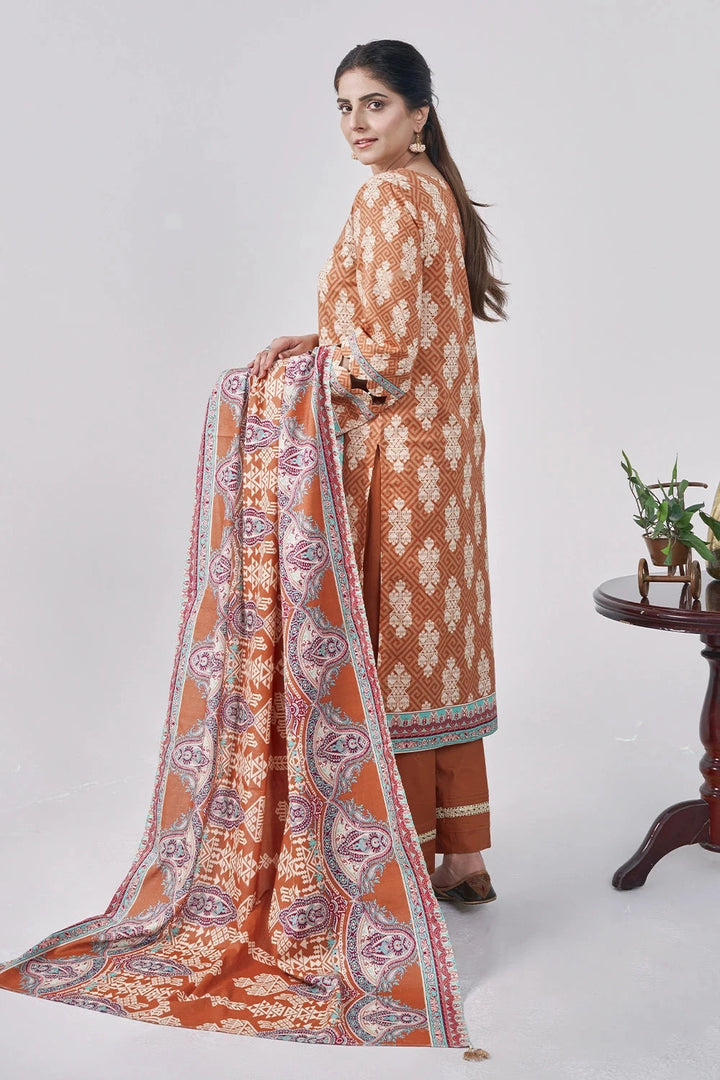 3PC Printed Unstitched Lawn Suit KLA-3093 Printed KHAS STORES 