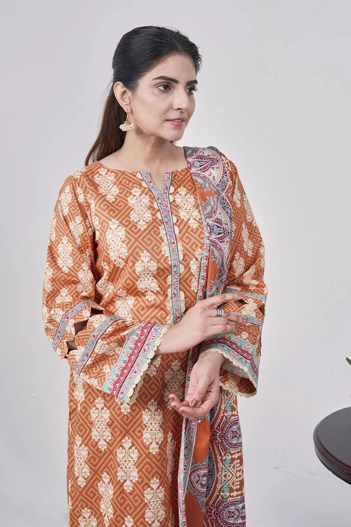 3PC Printed Unstitched Lawn Suit KLA-3093 Printed KHAS STORES 