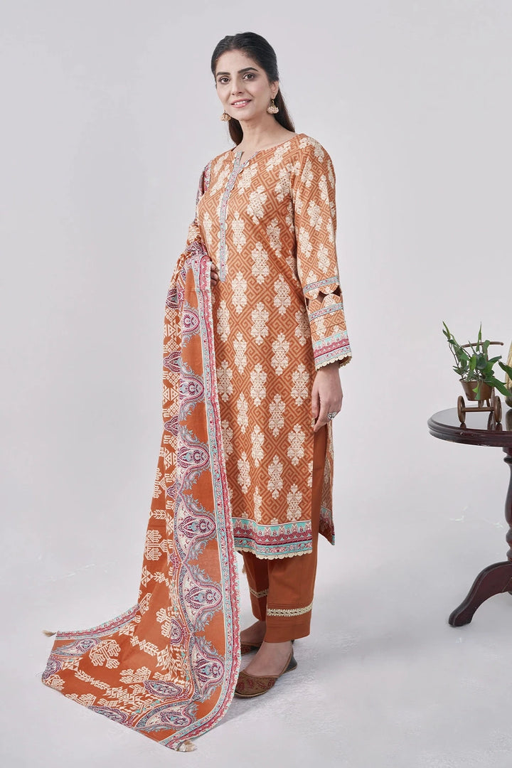 3PC Printed Unstitched Lawn Suit KLA-3093 Printed KHAS STORES 