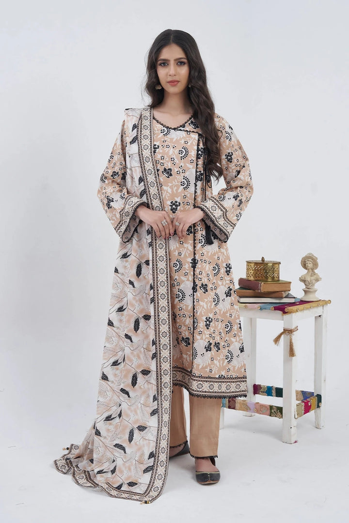 3PC Printed Unstitched Lawn Suit KLA-3096 Printed KHAS STORES 