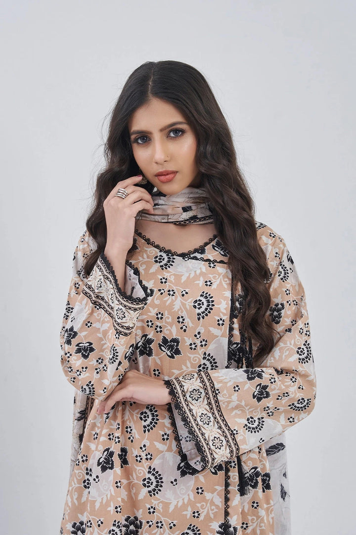 3PC Printed Unstitched Lawn Suit KLA-3096 Printed KHAS STORES 