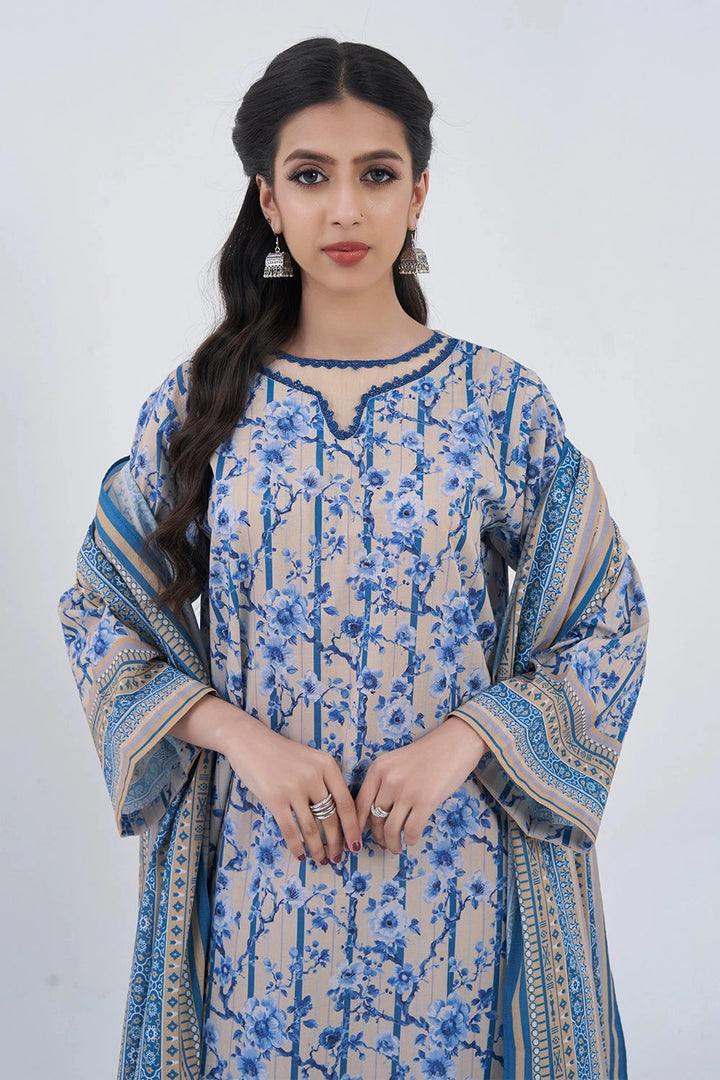 3PC Printed Unstitched Lawn Suit KLA-3100 Printed KHAS STORES 