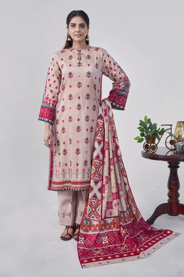 3PC Printed Unstitched Lawn Suit KLA-3101 Printed KHAS STORES 