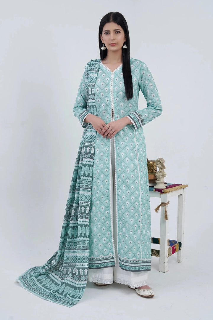 3PC Printed Unstitched Lawn Suit KLA-3102 Printed KHAS STORES 