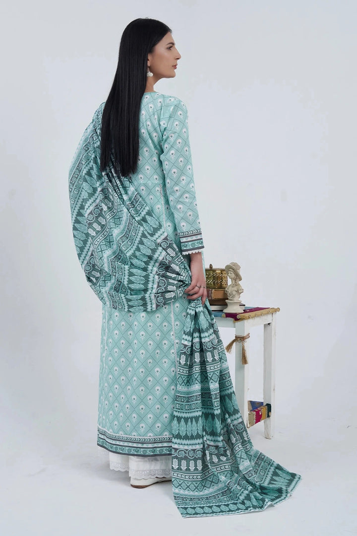 3PC Printed Unstitched Lawn Suit KLA-3102 Printed KHAS STORES 