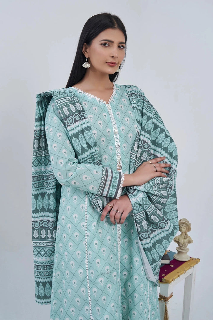 3PC Printed Unstitched Lawn Suit KLA-3102 Printed KHAS STORES 