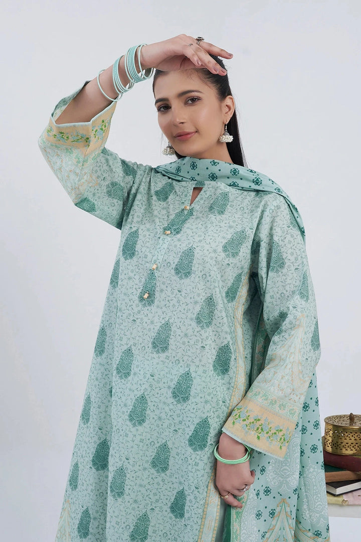 3PC Printed Unstitched Lawn Suit KLA-3103 Printed KHAS STORES 