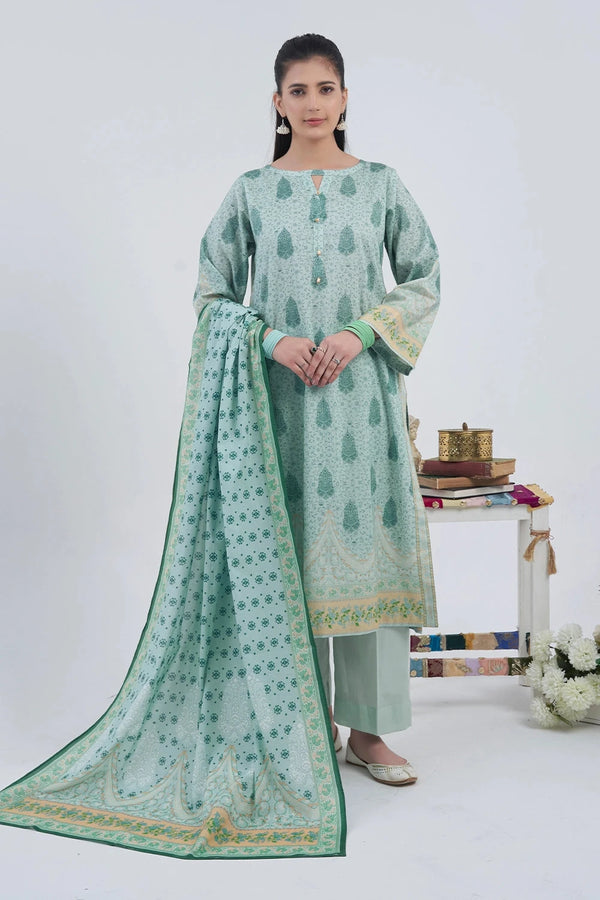 3PC Printed Unstitched Lawn Suit KLA-3103 Printed KHAS STORES 