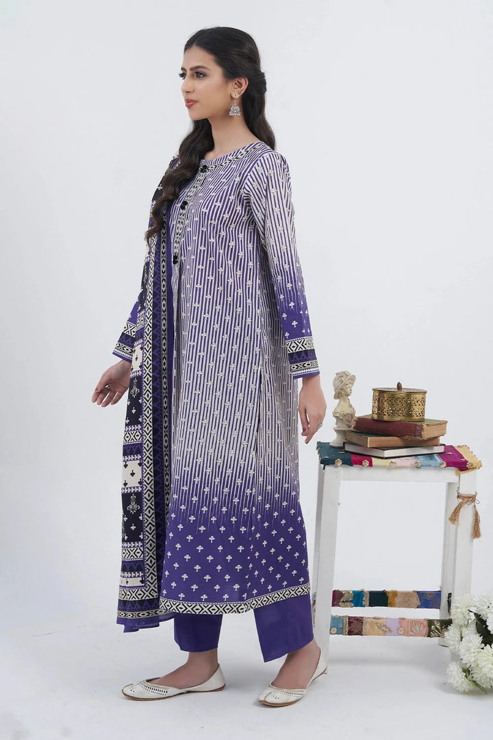 3PC Printed Unstitched Lawn Suit KLA-3105 Printed KHAS STORES 