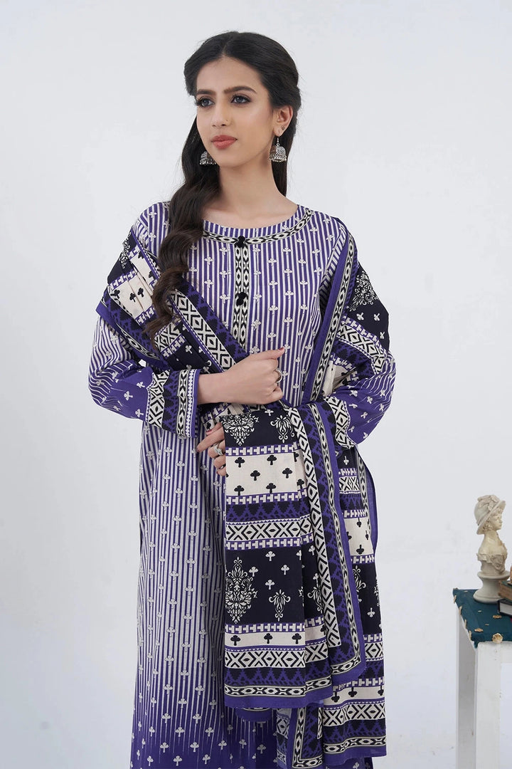 3PC Printed Unstitched Lawn Suit KLA-3105 Printed KHAS STORES 