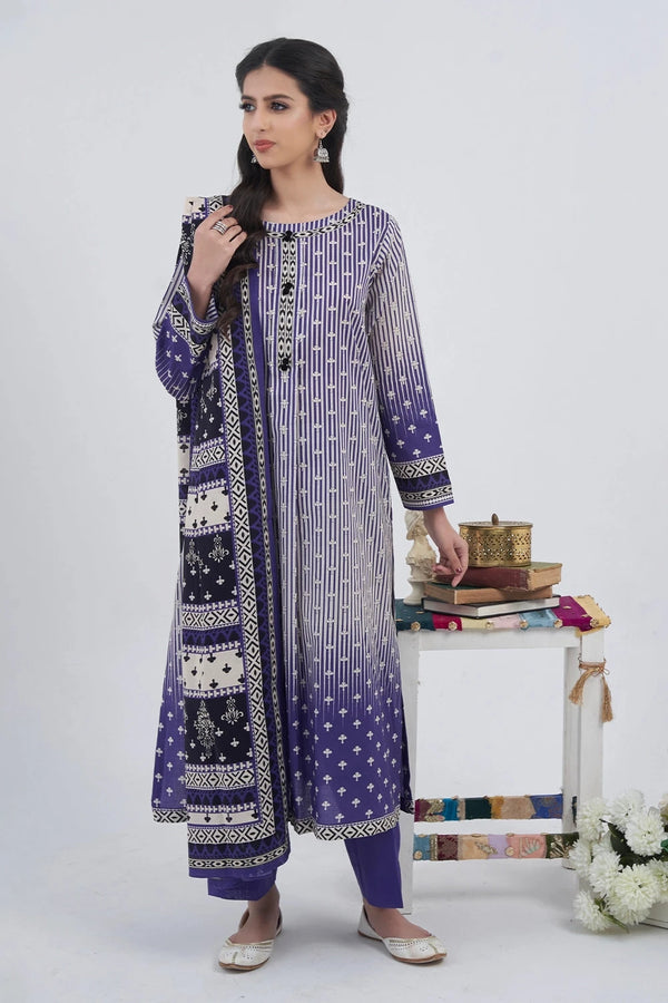 3PC Printed Unstitched Lawn Suit KLA-3105 Printed KHAS STORES 