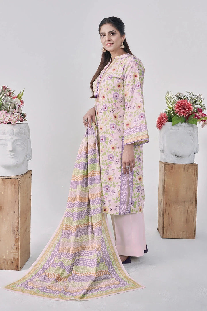 3PC Printed Unstitched Lawn Suit KLA-3107 Printed KHAS STORES 