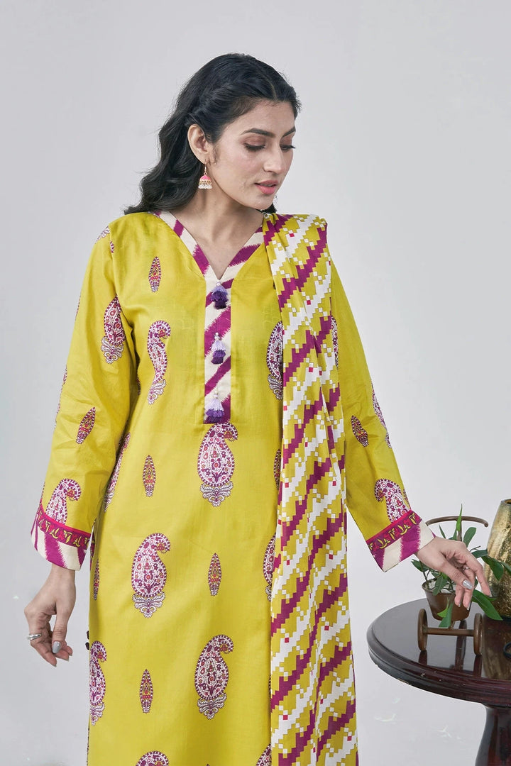 3PC Printed Unstitched Lawn Suit KLA-3108 Printed KHAS STORES 