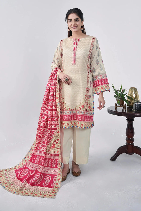 3PC Printed Unstitched Lawn Suit KLA-3109 Printed KHAS STORES 