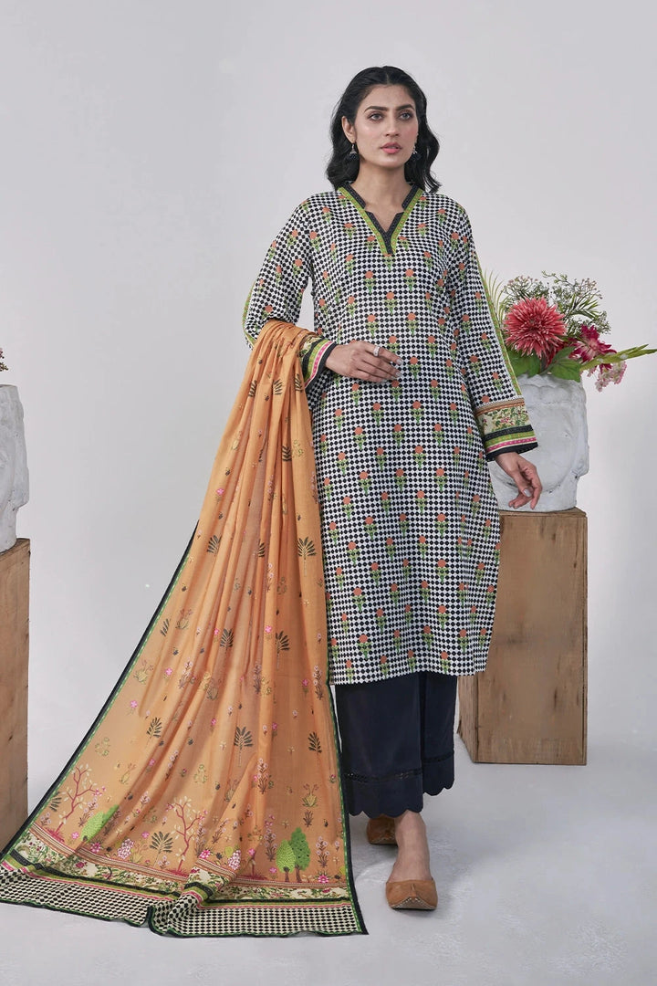 3PC Printed Unstitched Lawn Suit KLA-3110 Printed KHAS STORES 