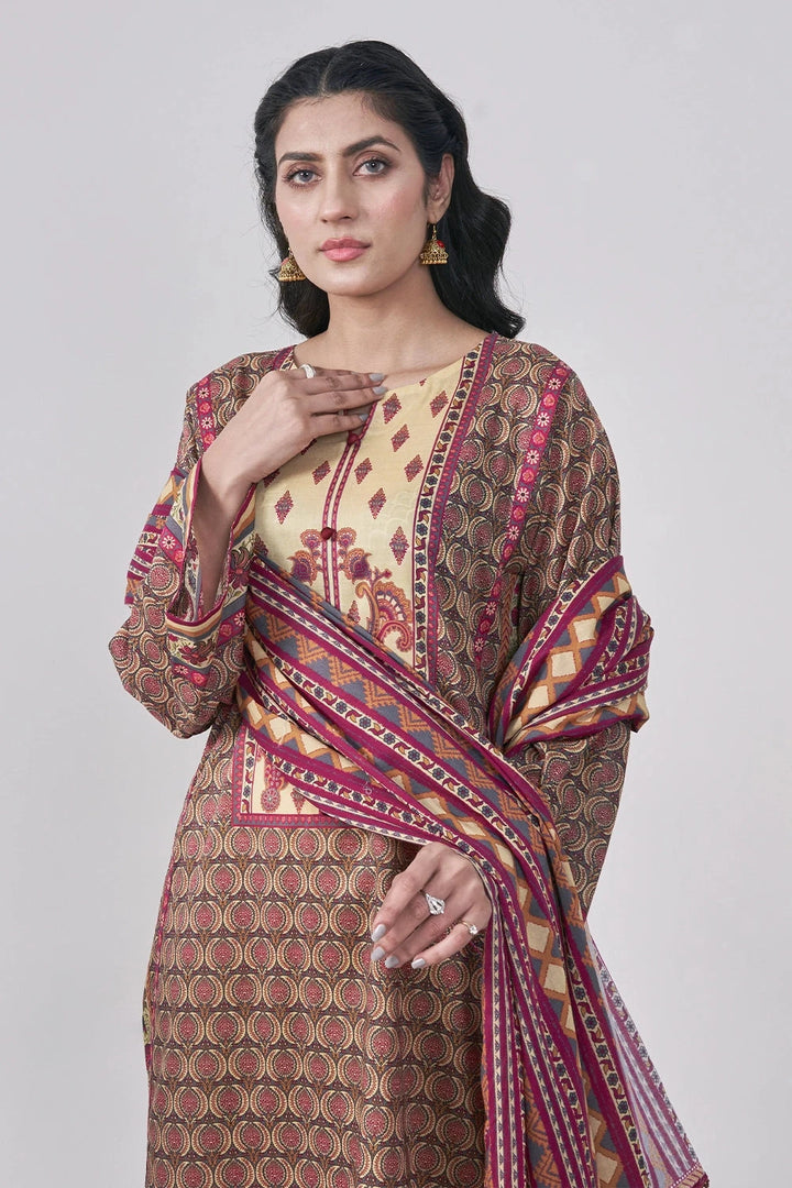 3PC Printed Unstitched Lawn Suit KLA-3111 Printed KHAS STORES 