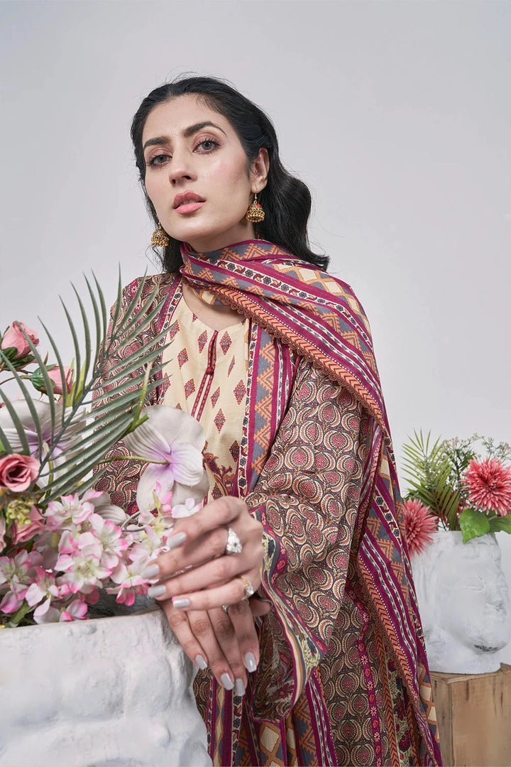 3PC Printed Unstitched Lawn Suit KLA-3111 Printed KHAS STORES 