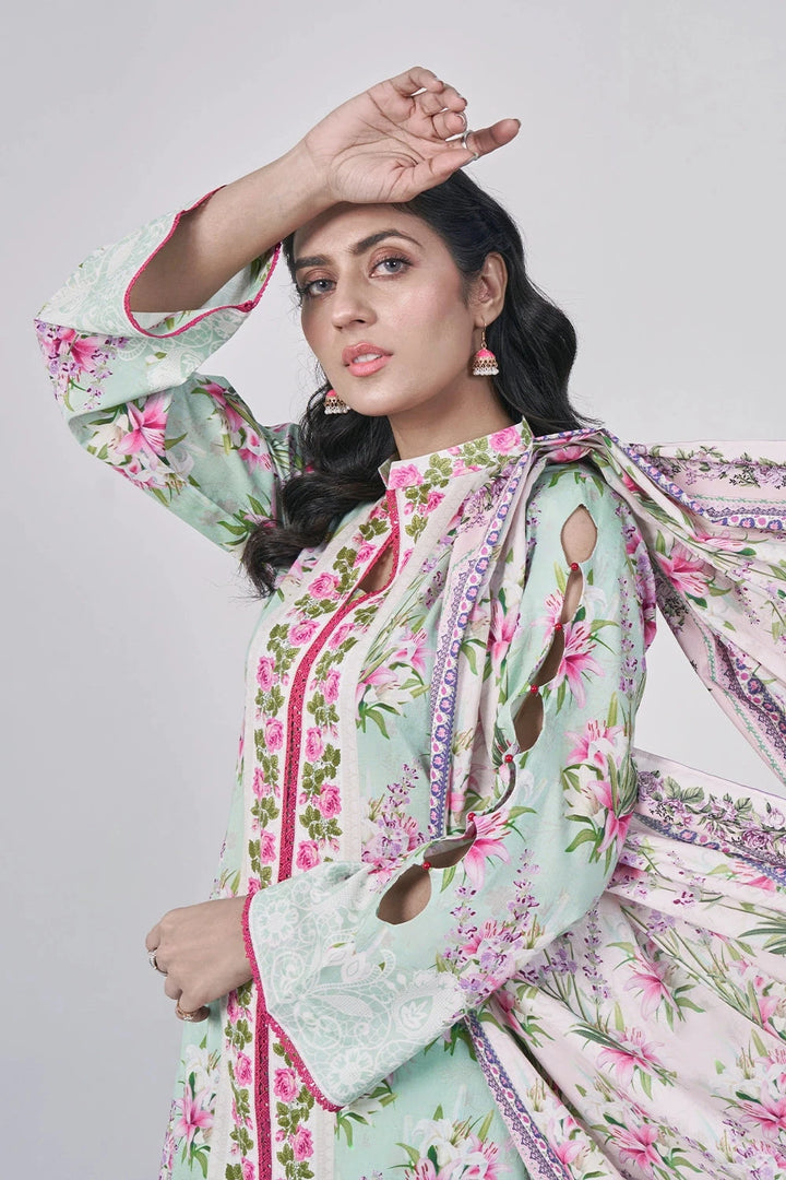 3PC Printed Unstitched Lawn Suit KLA-3152 Printed KHAS STORES 