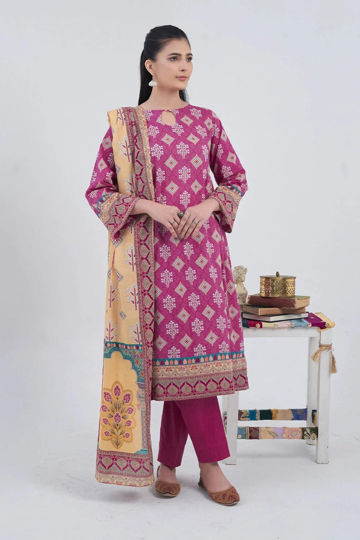 3PC Printed Unstitched Lawn Suit KLA-3153 Printed KHAS STORES 