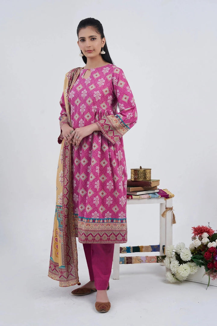 3PC Printed Unstitched Lawn Suit KLA-3153 Printed KHAS STORES 