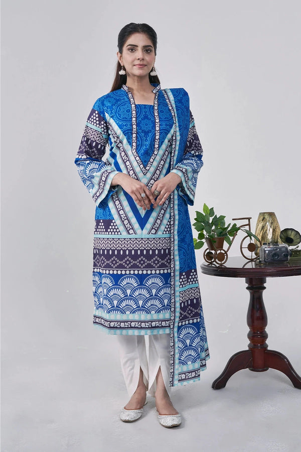 3PC Printed Unstitched Lawn Suit KLA-3154 Printed KHAS STORES 