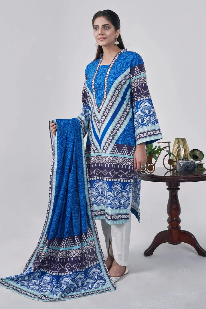 3PC Printed Unstitched Lawn Suit KLA-3154 Printed KHAS STORES 