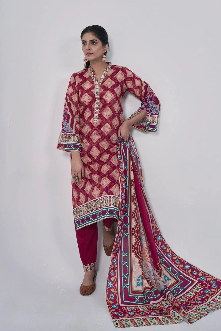 3PC Printed Unstitched Lawn Suit KLA-3156 Printed KHAS STORES 