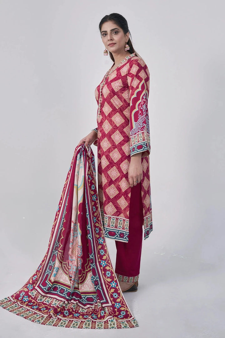 3PC Printed Unstitched Lawn Suit KLA-3156 Printed KHAS STORES 