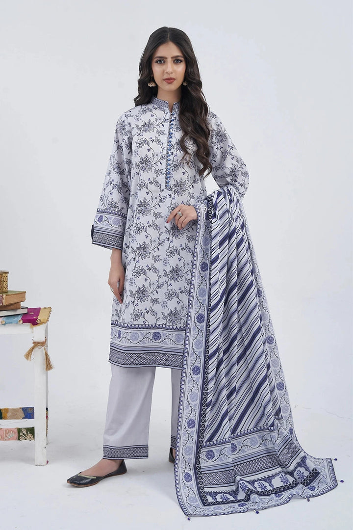 3PC Printed Unstitched Lawn Suit KLA-3160 Printed KHAS STORES 